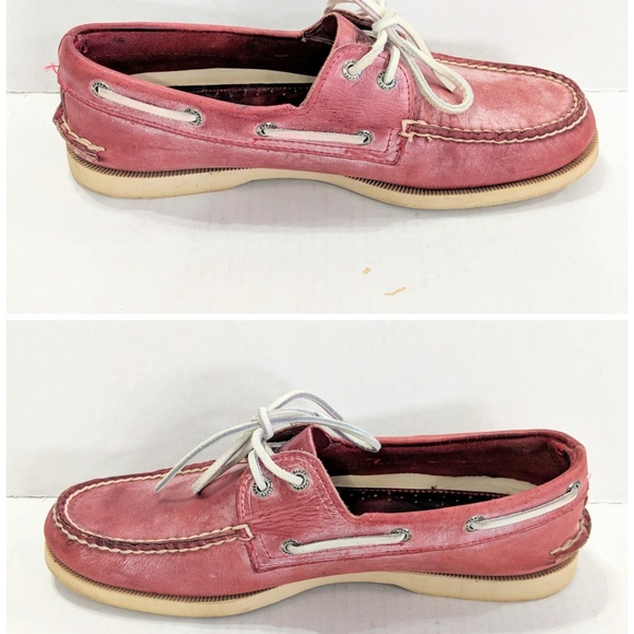 SPERRY Men's WASHED A/O RED 8.5 W/ BOX DISTRESSED - Picture 4 of 8